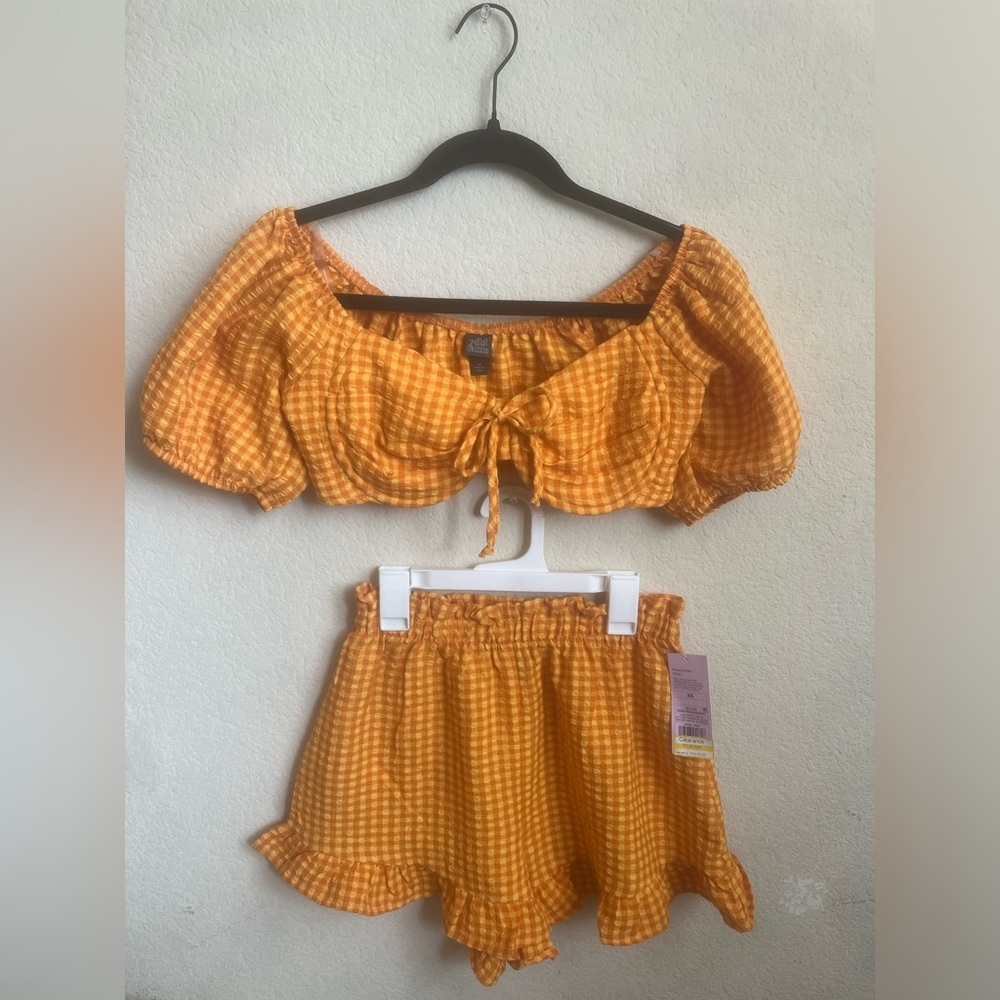 Wild fable (Target) yellow and orange plad top and shorts!